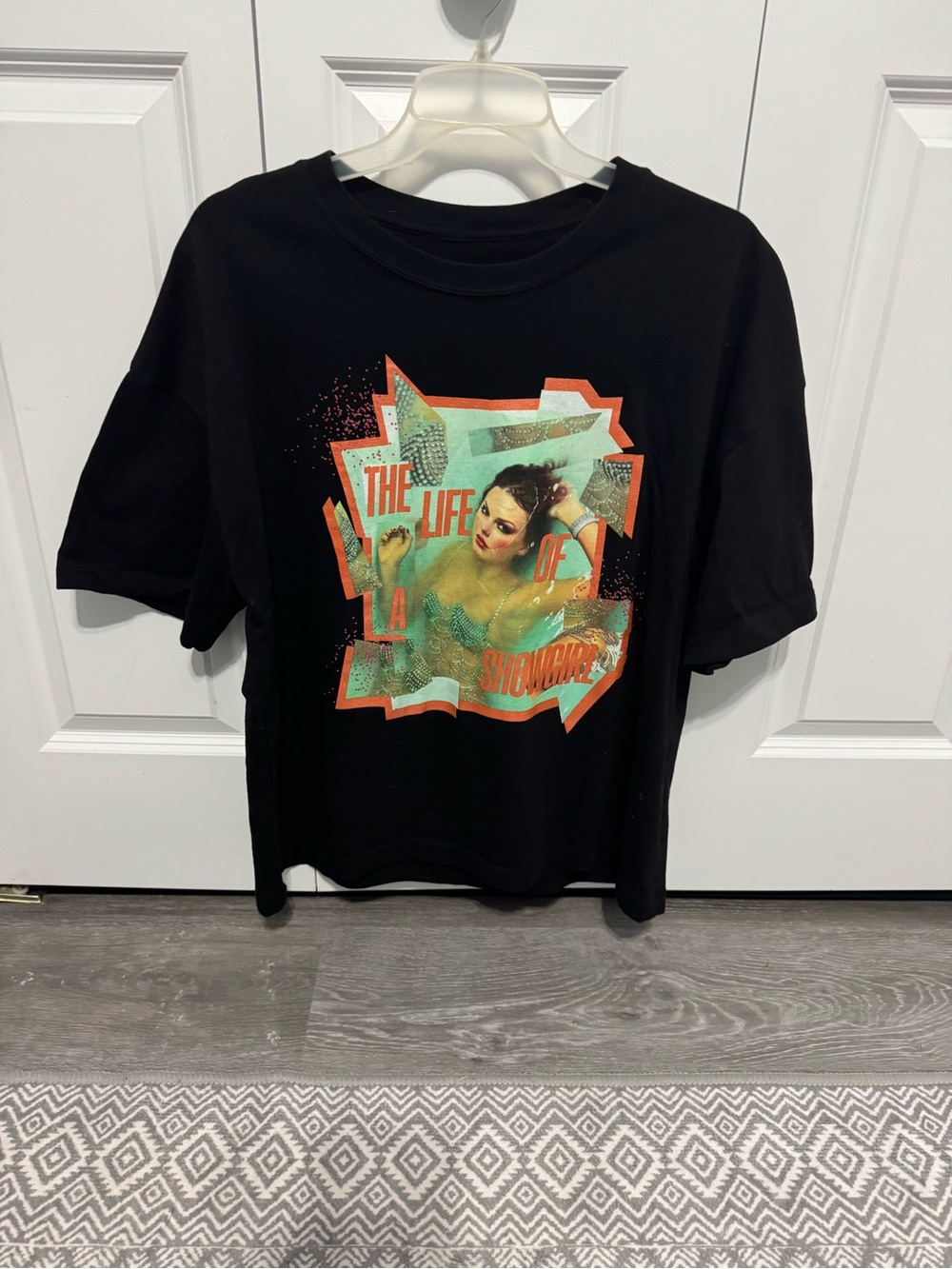 Taylor Swift Black Short Sleeve Tee with Mint & Orange Graphic